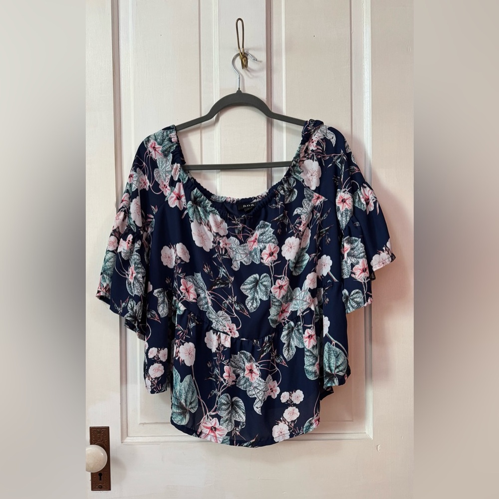 a.n.a Midnight Blue Floral Off-the-Shoulder